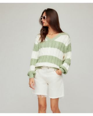 Avalee Stripe Cable Knit Sweater