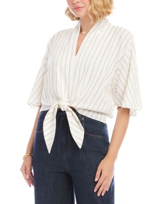 Flutter Sleeve Tie Front Top