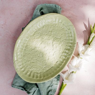 Pietra Fiori Pistachio Oval Platter