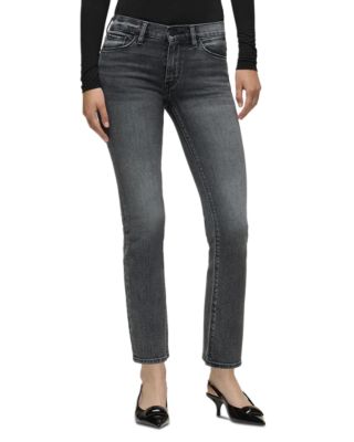 Nico Mid Rise Straight Jeans in Black Vortex