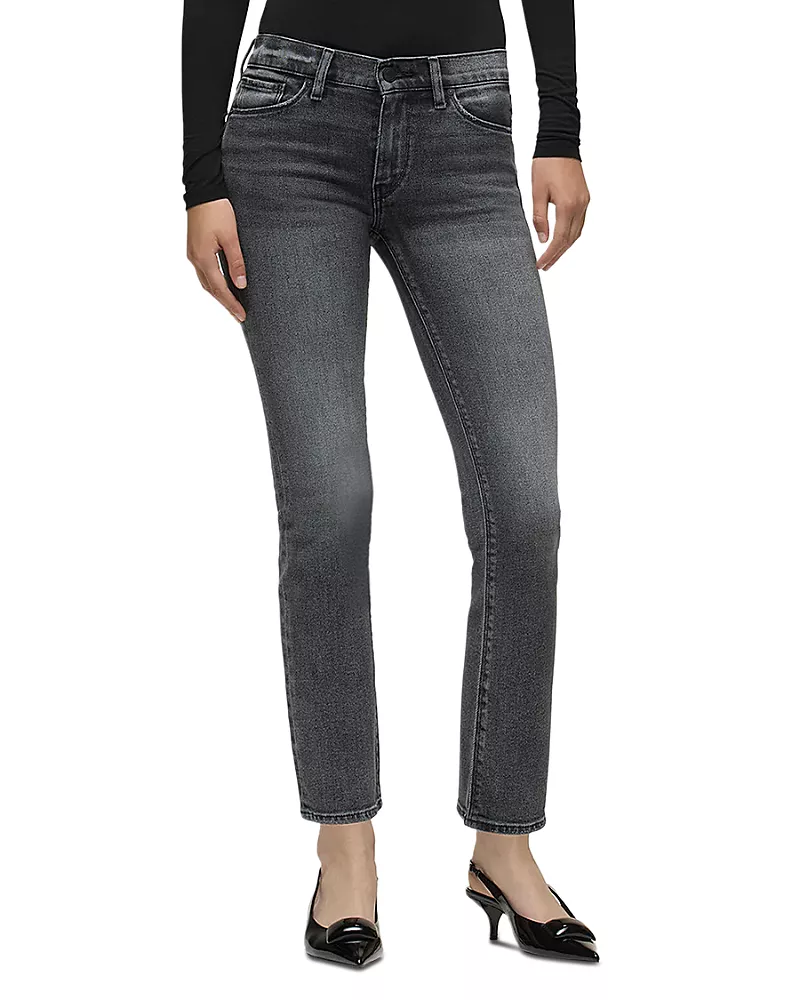 Hudson Nico Mid Rise Straight Jeans in Black Vortex