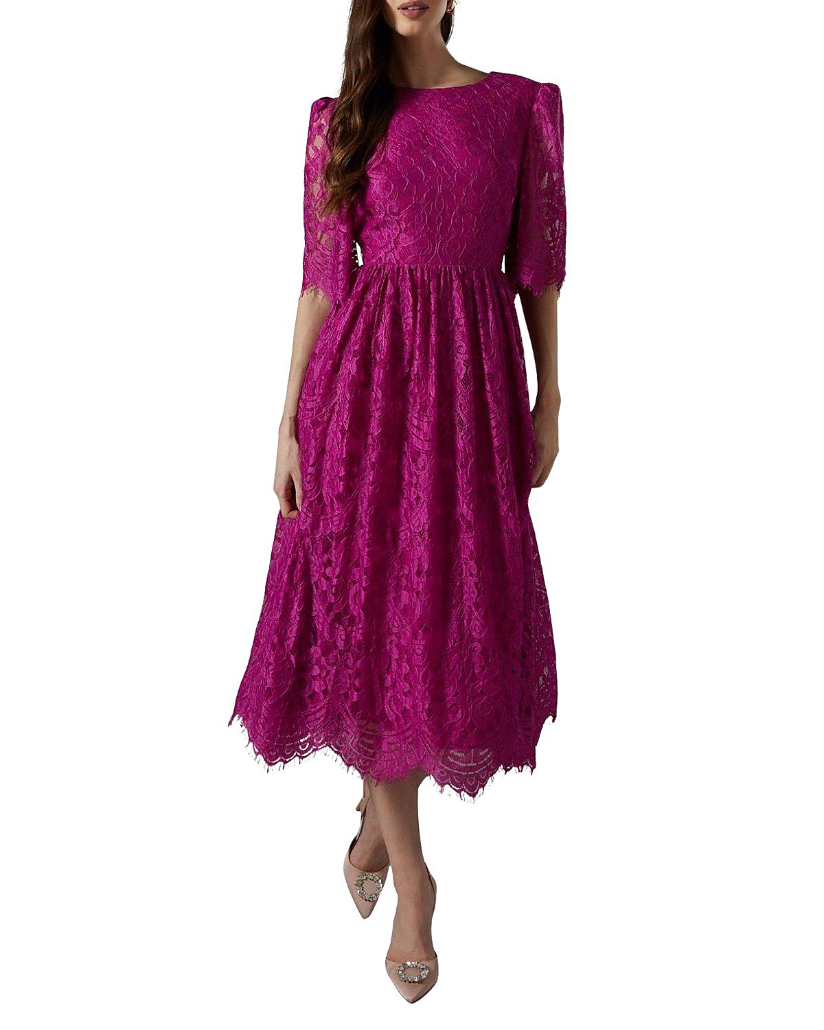 Coast Lace Short Sleeve Midi Dress