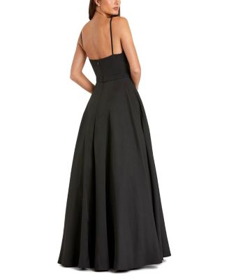  Petite V-Neck Ball Gown with Belted A-Line Skirt