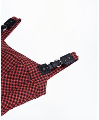  Checked Buckle Strap Corset Top