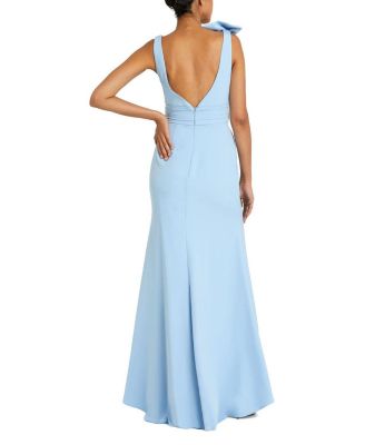  Petite Sleeveless V Neck Bow Detail Mermaid Gown