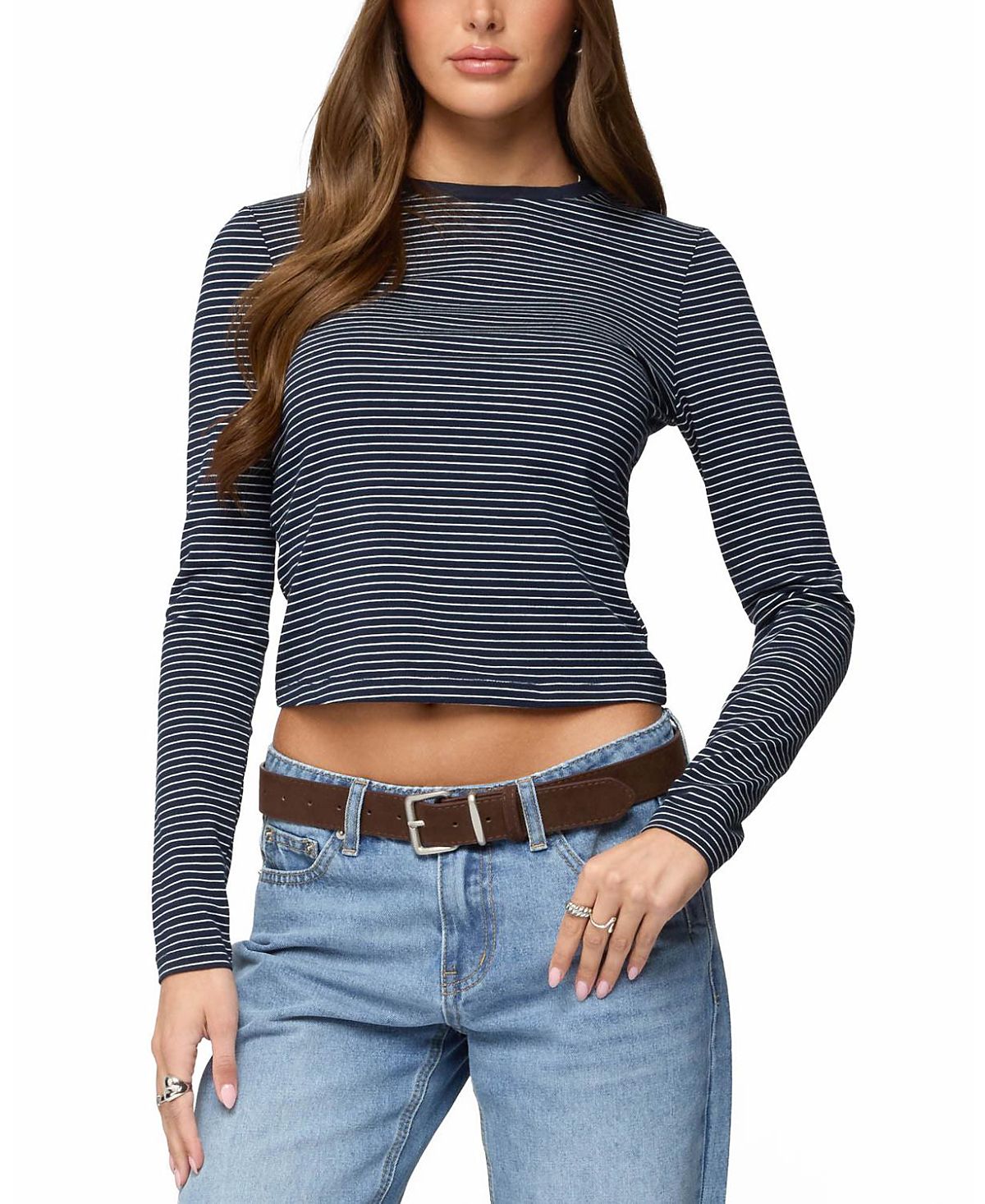 Edikted Brianna Striped Long Sleeve T Shirt