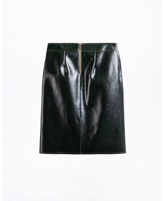 Buckle Detail Front-Slit Skirt