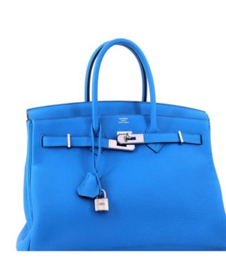 Birkin 35 Handbag Verso Togo with Palladium Hardware