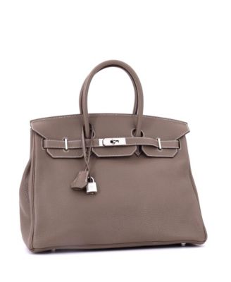 Birkin 35 Handbag Grey Clemence with Palladium Hardware