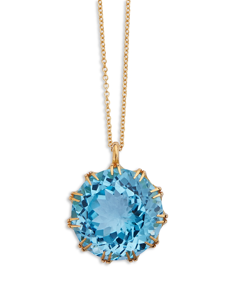 Ileana Makri 18K Yellow Gold Fine Crown Blue Topaz Pendant
