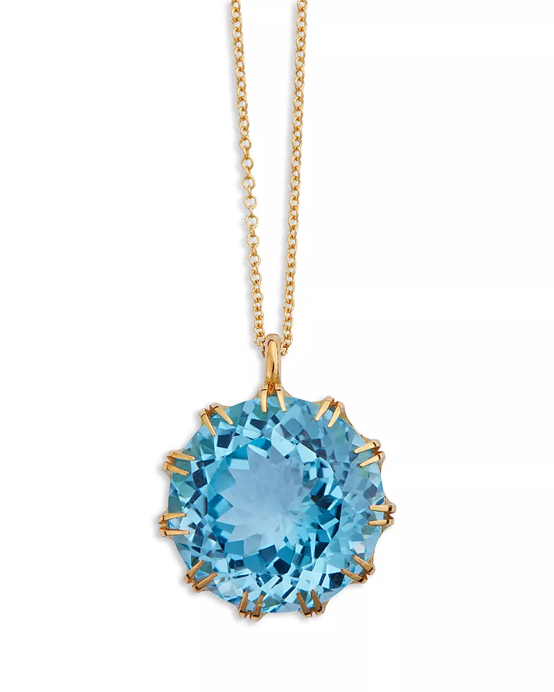 Ileana Makri 18K Yellow Gold Fine Crown Blue Topaz Pendant