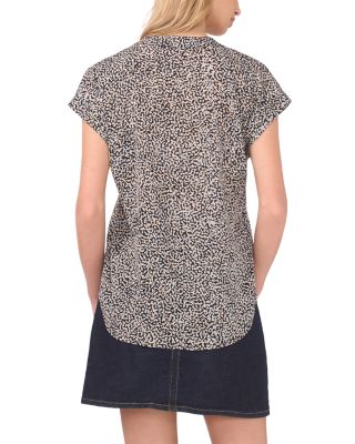 Split Neck Cap Sleeve Top