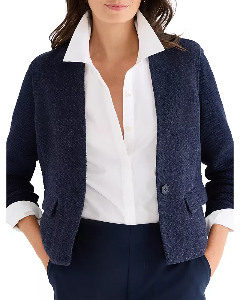 Nic+Zoe Weave Mix Collarless Knit Jacket