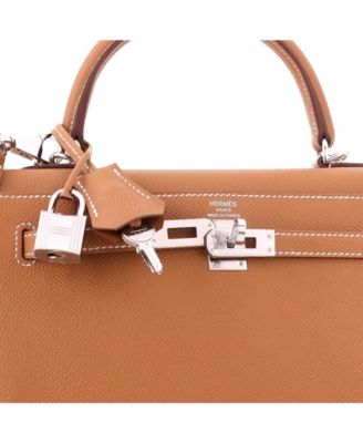 Kelly 25 Handbag Brown Epsom with Palladium Hardware
