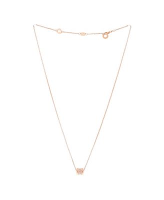  Mini B.Zero1 Pendant Necklace 18K Rose Gold with Pave Diamonds 17.25"