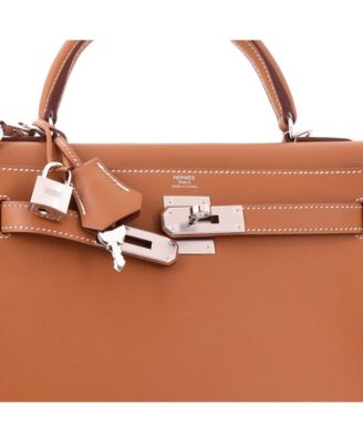 Kelly 28 Handbag Brown Madame with Palladium Hardware