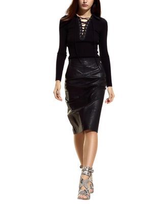 The London Leather Midi Skirt