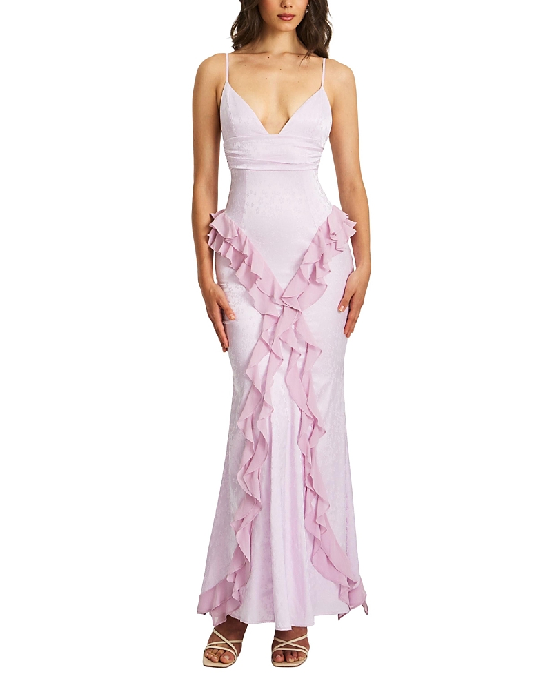 Miss Circle Paolina Jacquard Ruffle Mermaid Maxi Dress