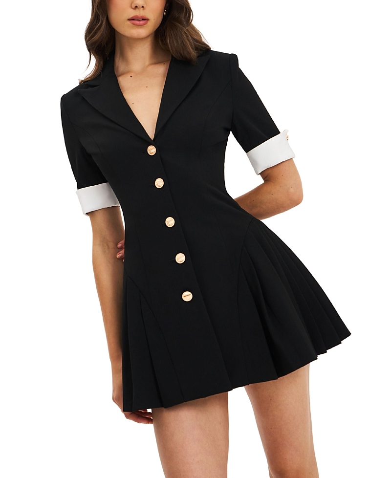 Miss Circle Ilitha Woven Crepe Pleated Mini Blazer Dress