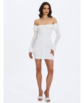  Lani Lace Off-Shoulder Ruched Mini Dress