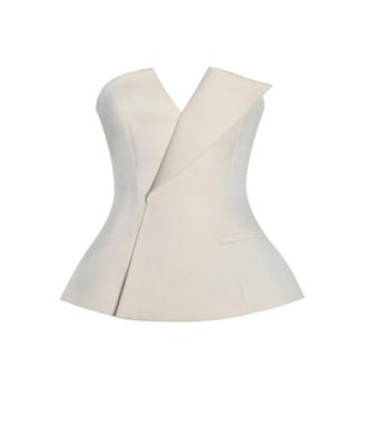  Yani Asymmetrical Lapel Sleeveless Peplum Top
