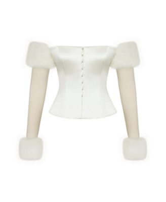 Nola Off Shoulder Faux Fur Trimmed Top