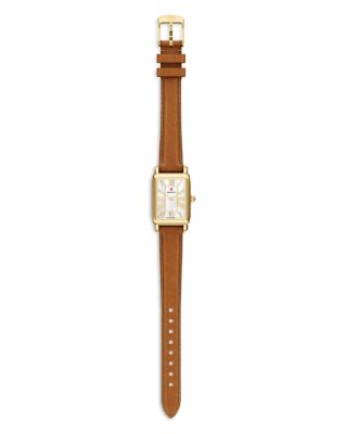 Deco Park 18K Gold-Plated Brown Leather Watch, 23mm x 29mm