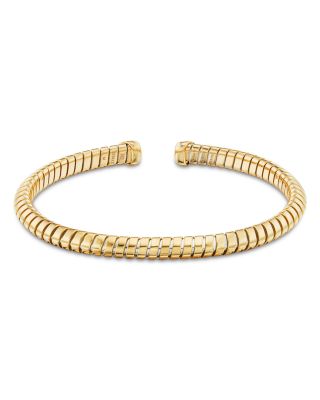 18K Yellow Gold Trisolina Diamond Torque Bangle Bracelet