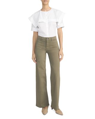 Le Slim High Rise Palazzo Jeans in Grasshopper