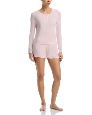 Blissful Long Sleeve Henley Shortie Pajama Set