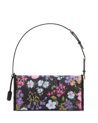 DeVain VLogo Moir&eacute; Papier Floral Fabric Small Shoulder Bag