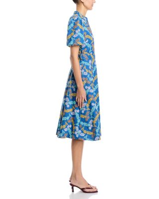 Split Neck Button Down Fit and Flare Dress