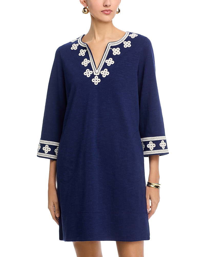Tommy Bahama Sunset Harbor Embroidered Three Quarter Sleeve Dress