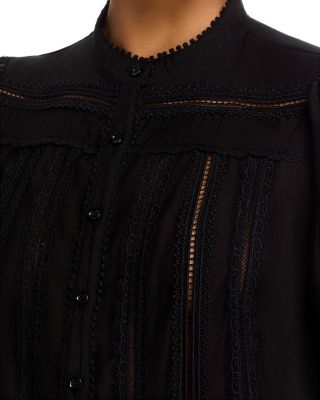 Lace Inset Long Sleeve Blouse - Exclusive