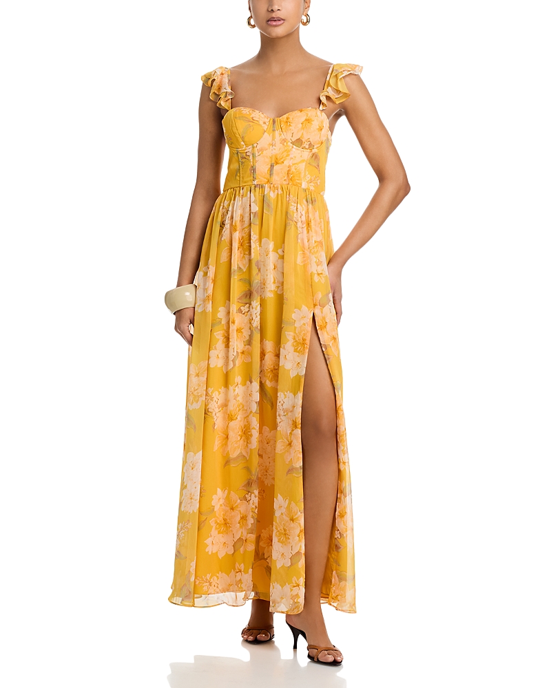 Aqua Floral Bustier Maxi Dress - Exclusive