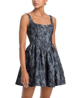 Denim Lace Tweed Mini Dress - Exclusive