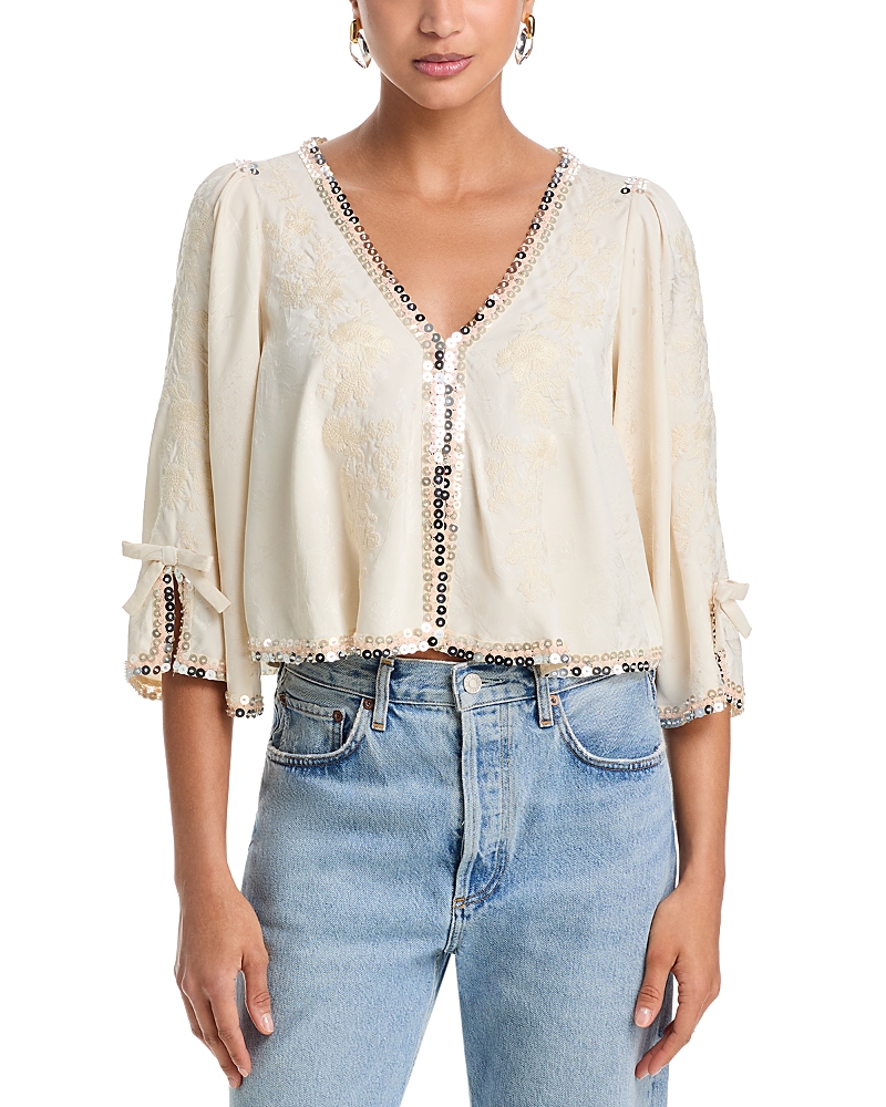 Aqua Sequinned Bed Jacket