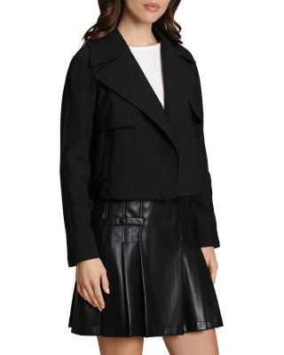Cool Tech Nylon Open Front Cropped Trench Coat