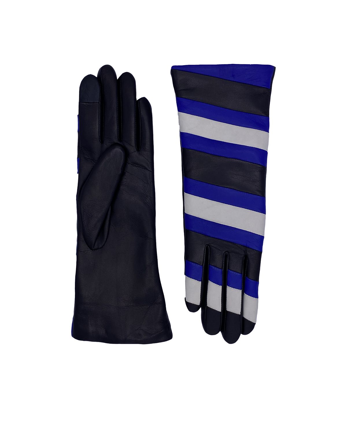 Agnelle Alexine Midlength Striped Leather Gloves