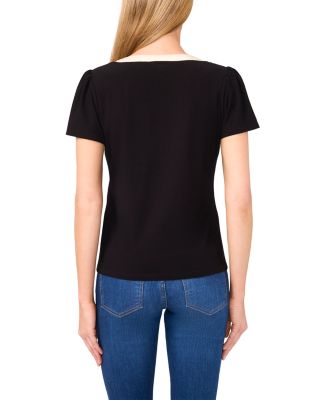 Bow Front Short Sleeve Blouse