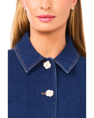 Long Sleeve Collared Peplum Denim Jacket