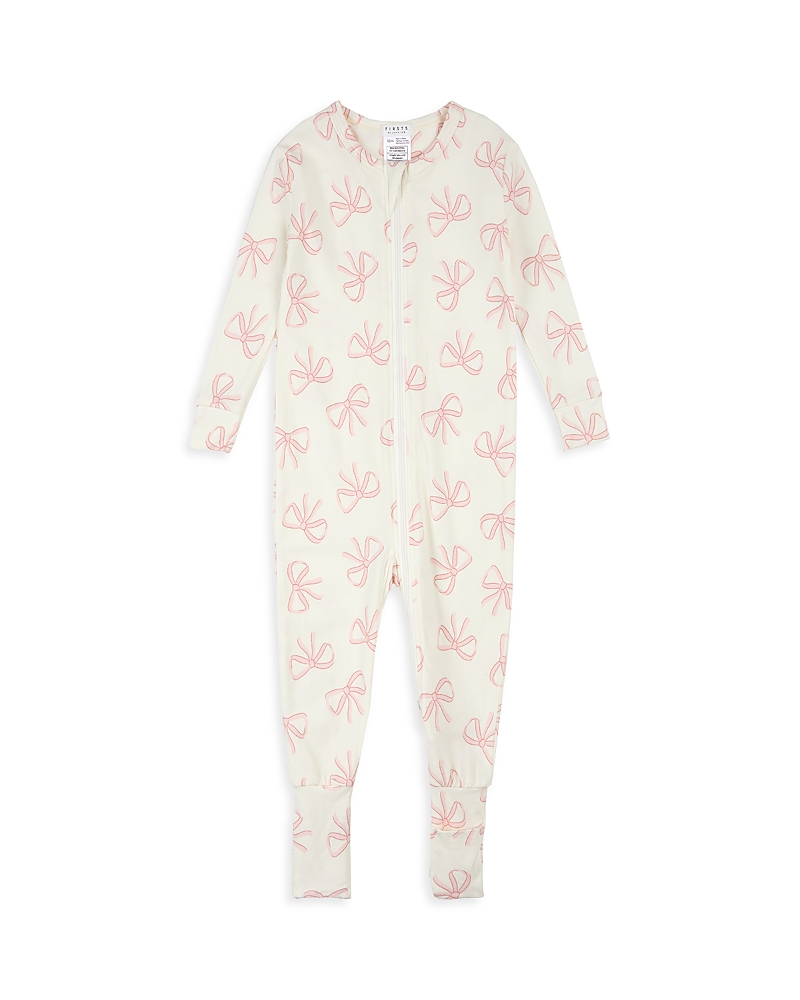 Firsts by petit lem Girls' Bows Print Convertible Sleeper Jumpsuit - Baby