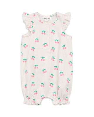 Girls' Cherry Print Flutter Sleeved Romper - Baby