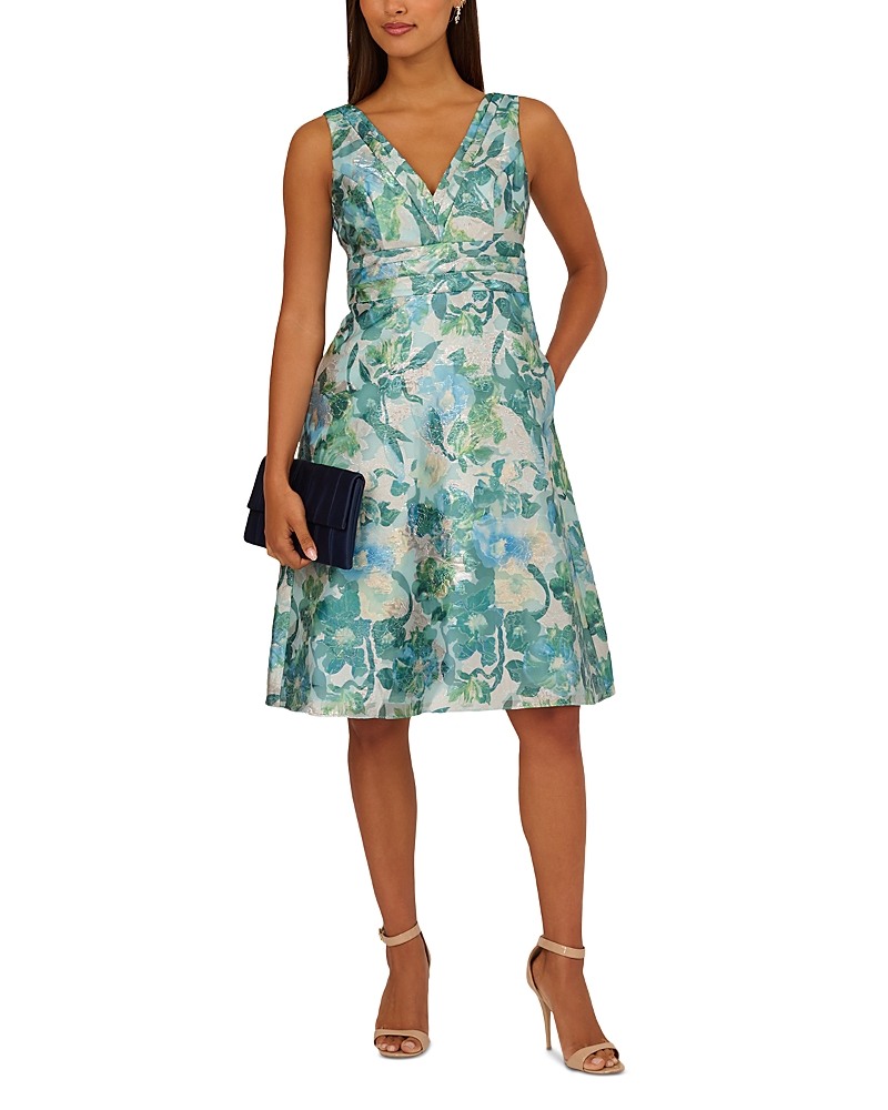 Adrianna Papell Floral Jacquard Midi Dress