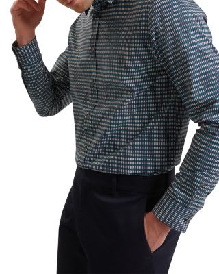 Huayna Long Sleeve Regular Fit Blurred Check Geo Shirt