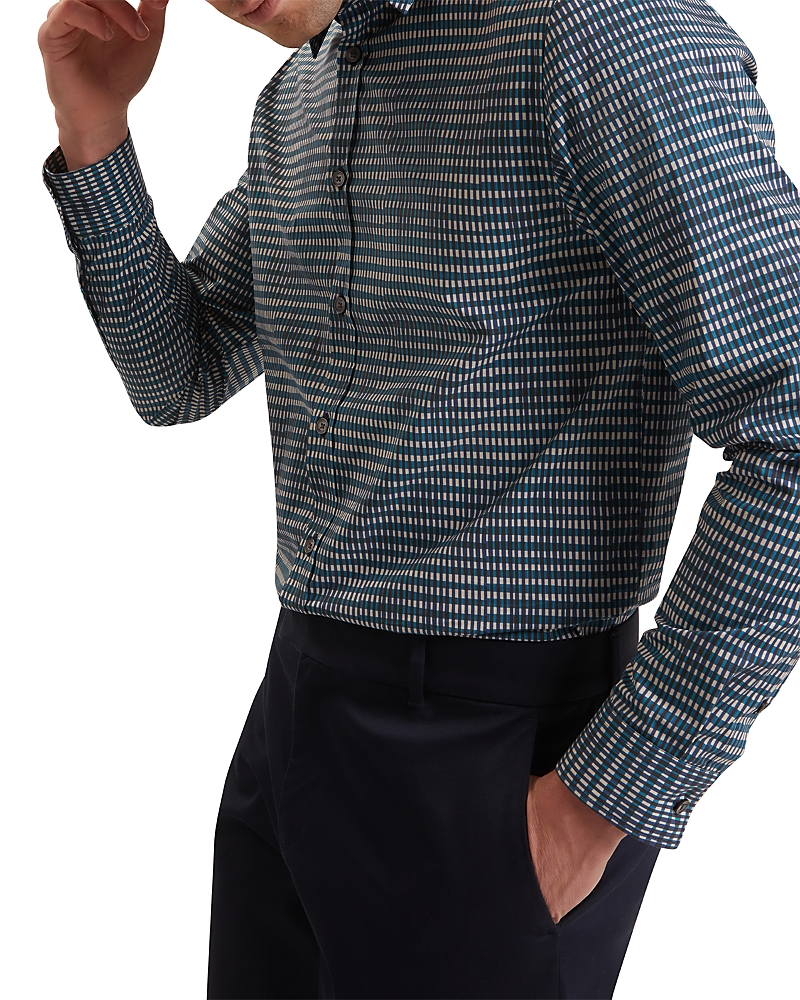 Ted Baker Huayna Long Sleeve Regular Fit Blurred Check Geo Shirt