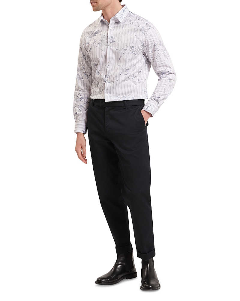 Ted Baker Cipher Long Sleeve Regular Fit Stripe Floral Print Shirt