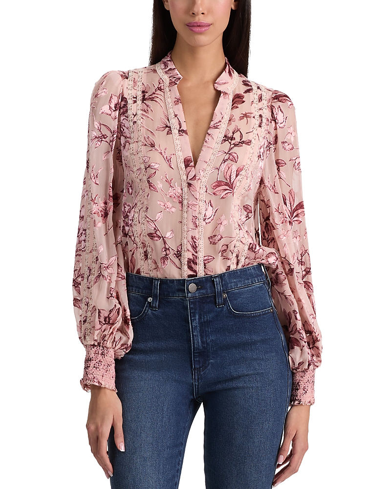 Alice and Olivia Arlette Lace Trim Blouse