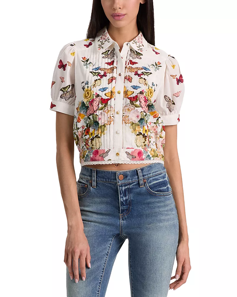 Alice and Olivia Rose Puff Sleeve Blouse