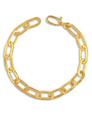 24K Yellow Gold Hoopla Chain Link Bracelet